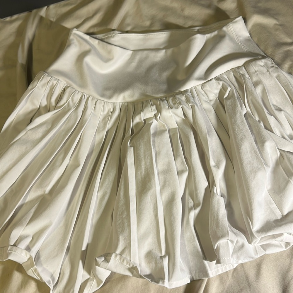 White tennis skirt with shorts underneath